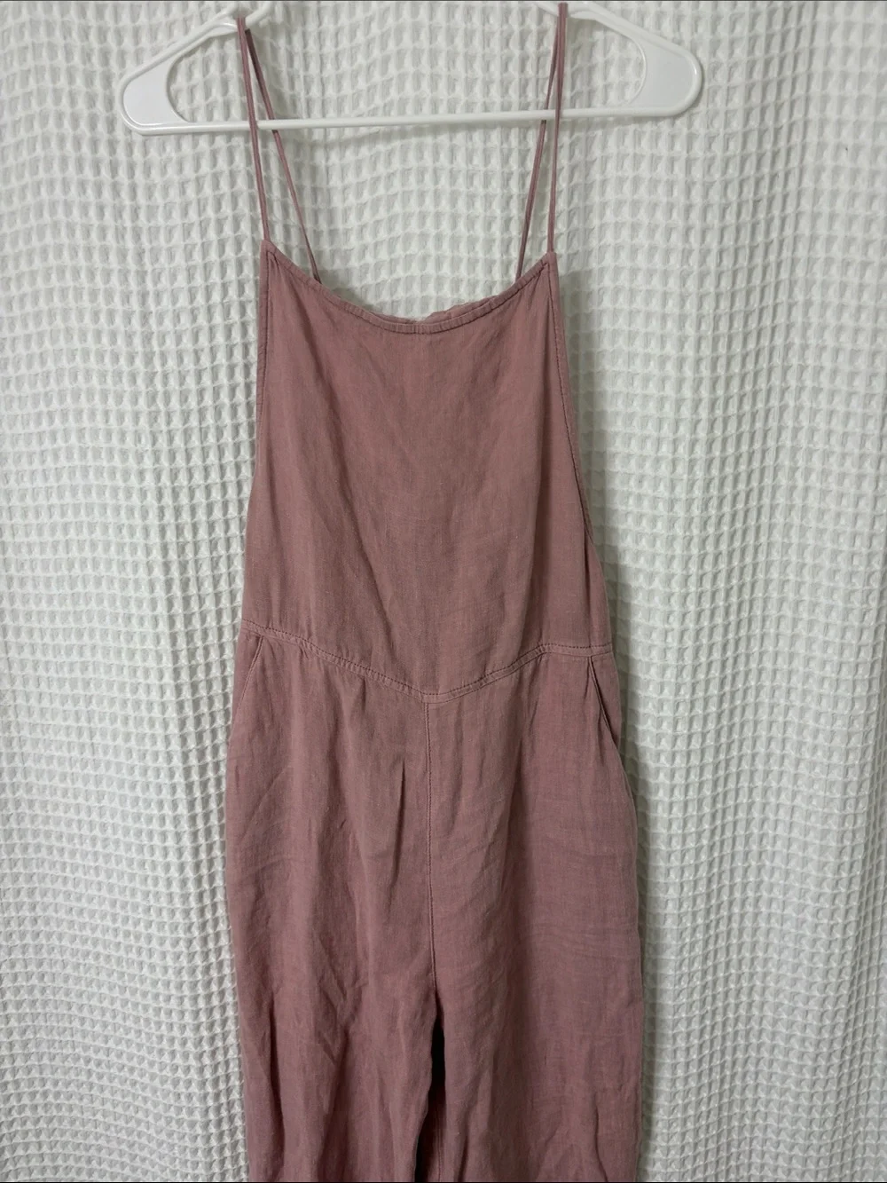 BDG Corin Strappy Dungarees Overalls Jumpsuit Pink Linen Medium - Picture 6 of 11